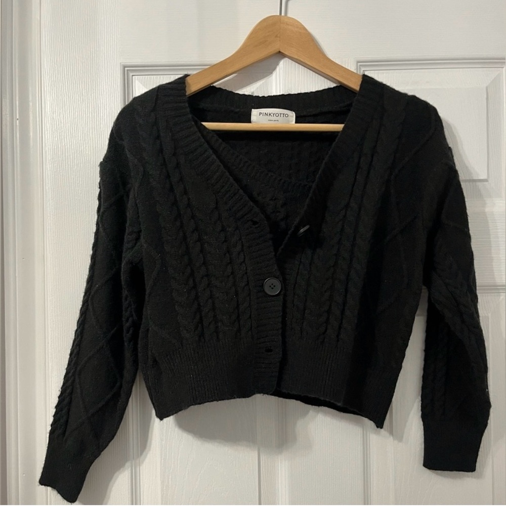 Pinkyotto Black Cable Knit Cardigan and Knit Tank